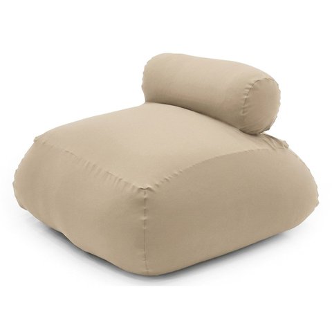 Puff Sensorial Relax Ergonômico com Encosto e Enchimento Perolas 3mm Goodpufes Extrema Maciez Bege