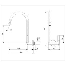 Torneira para Cozinha de Parede com Bica Móvel e Arejador Articulado Lix - 2
