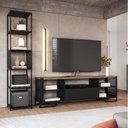 Ver imagem 1 de Rack Industrial para TV até 60 Polegadas 5 Nichos com Estante Telada Preto
