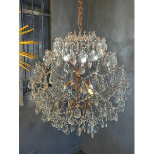 Lustre Pendente Cristais em Metal Dourado 10E14 80cm PARIS LUZ