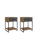Ver imagem 2 de Mesa de Cabeceira Estilo Industrial com 2 Peças