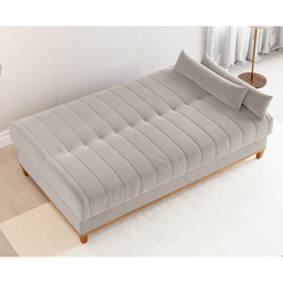 Sofa Cama Veneza 1,80 Reclinável 3 Lugares Veludo Marfim - Casa Giulia - 2