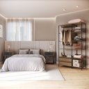 Ver imagem 1 de Quarto Estilo Industrial com Guarda Roupa Closet de 2 Gavetas e 2 Mesas de Cabeceira com 1 Gaveta Marrom/Mel/Grafite