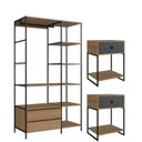 Ver imagem 2 de Quarto Estilo Industrial com Guarda Roupa Closet de 2 Gavetas e 2 Mesas de Cabeceira com 1 Gaveta Marrom/Mel/Grafite
