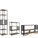 Ver imagem 2 de Kit 3 Estantes Industrial Telada Marrom/Preto/Mel