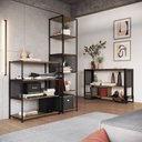 Ver imagem 1 de Kit 3 Estantes Industrial Telada Marrom/Preto/Mel