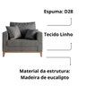 Poltrona Decorativa Beny Pés Base em Madeira Recepção Linho Cor:grafite - 3
