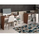 Ver imagem 1 de Conjunto 2 Peças com Escrivaninhas Modernas com e 2 Opções de Montagem 4 Nichos Ipê e Branco Artany