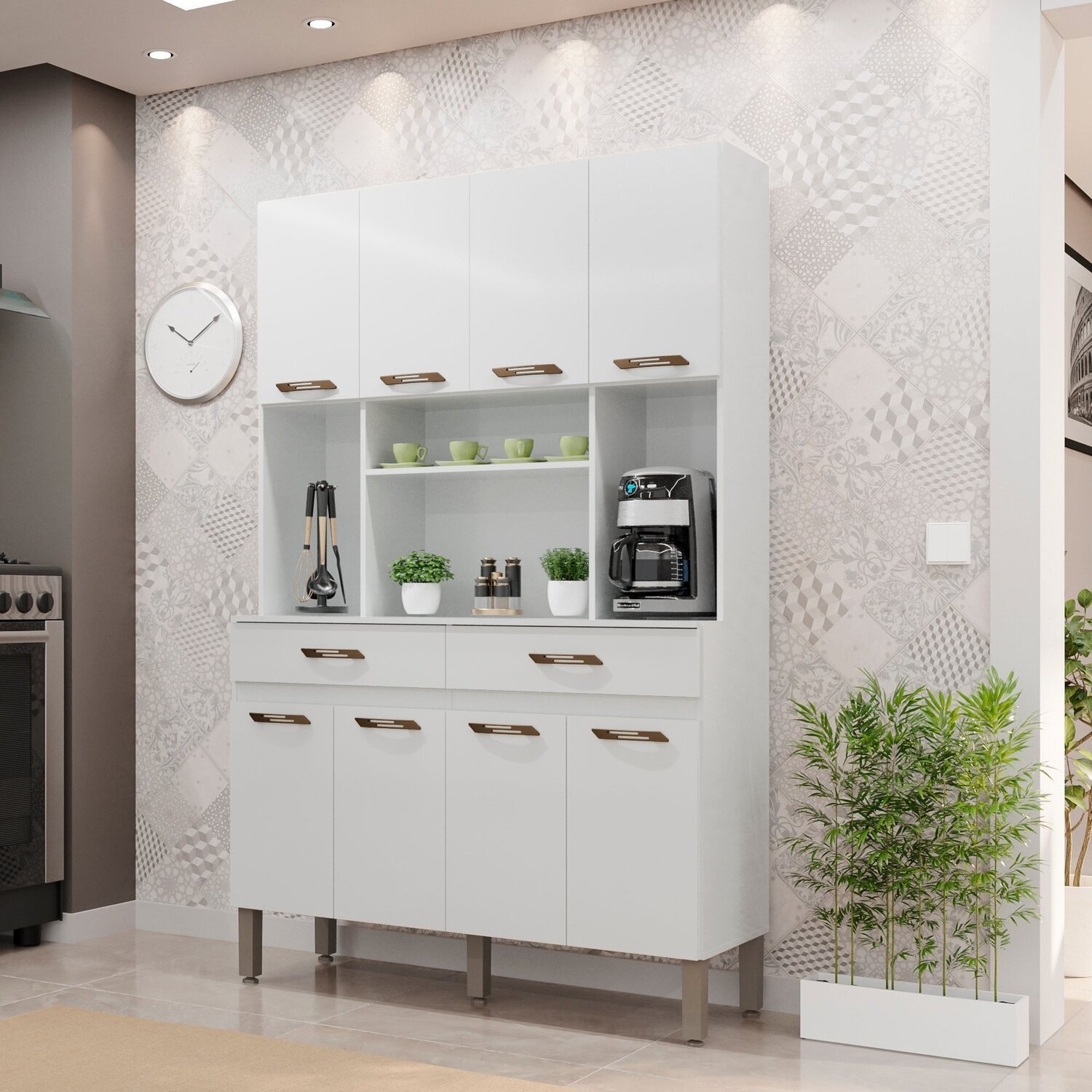 Armário de Cozinha 8 Portas 2 Gavetas New Ônix | MadeiraMadeira