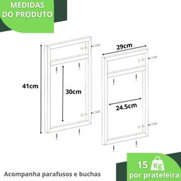 Prateleira Estilo industrial Para Sala Parede GND PP 60cm - 6