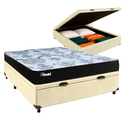 Ver imagem 1 de Conjunto Cama Box Bau Bege Casal + Colchão Molas Ensacadas Life Gold Paropas