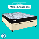 Ver imagem 4 de Conjunto Cama Box Bau Bege Casal + Colchão Molas Ensacadas Life Gold Paropas