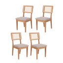 Ver imagem 1 de Kit 4 Cadeiras Estofadas com Encosto de Tela Mdf Freijó Bege Rústico