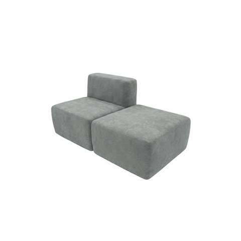 Sofá Modular Boucle Meio + Chaise Espuma Premium para Sala Embalado a Vácuo 1.54m - Cinza