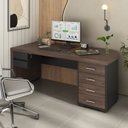 Ver imagem 1 de Escrivaninha Mesa Escritório Diretor em Tamburato com 180cm Charuto e Preto Marrom Artany