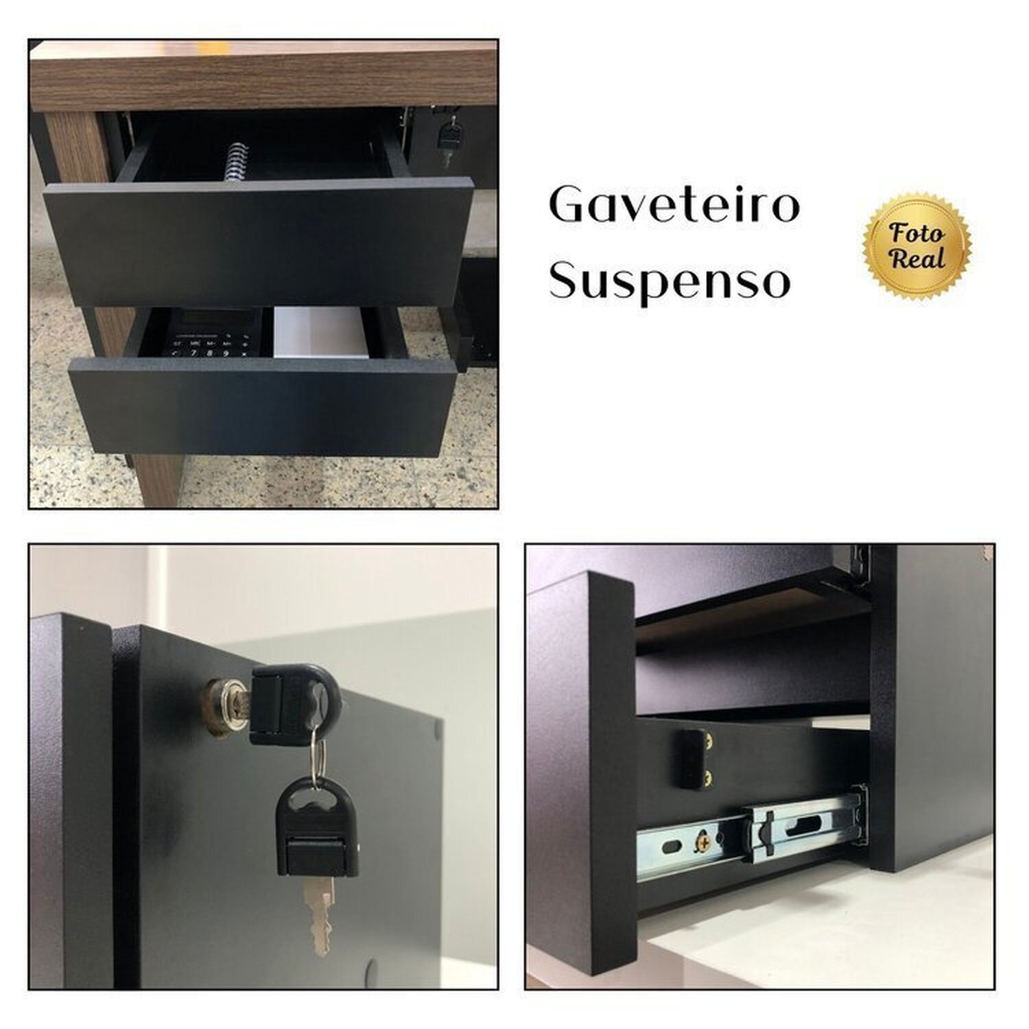 Mesa para Escritório Diretor em Tamburato com 6 Gavetas - 11