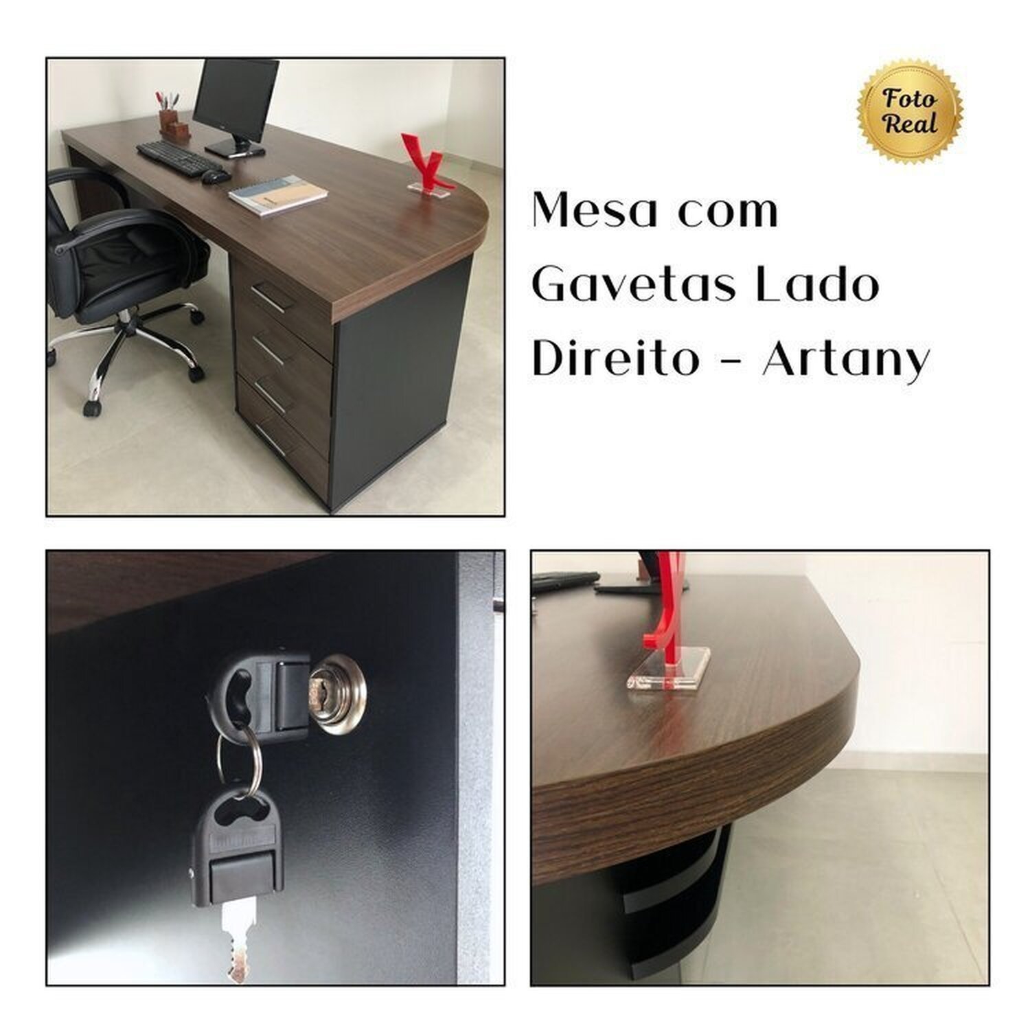 Mesa para Escritório Diretor em Tamburato com 6 Gavetas - 12