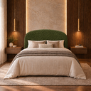 Ver imagem 2 de Cabeceira Casal 138cm Curva Estofada Bouclé Cama Box Fly:Verde