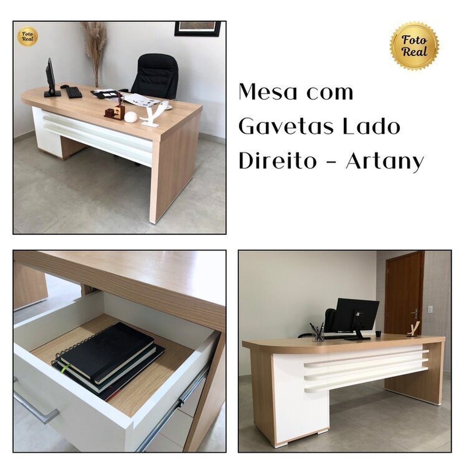 Mesa para Escritório Diretor em Tamburato com 6 Gavetas - 13