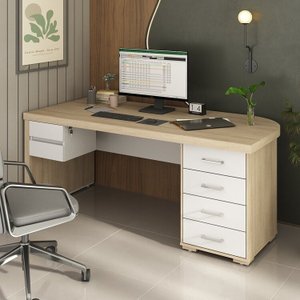 Escrivaninha Mesa Escritório Diretor em Tamburato com 6 Gavetas