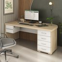 Ver imagem 1 de Escrivaninha Mesa Escritório Diretor em Tamburato com 6 Gavetas