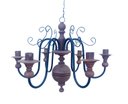 Ver imagem 1 de Lustre Rustico Madeira Torneado Ferro Artesanal 6 Lampadas