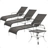 3 Espreguiçadeiras e Mesa Catar Alumínio Piscina Praia:preto - 1