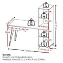 Ver imagem 2 de Mesa Escrivaninha Escritorio 1 Gaveta 4 Nichos 138 cm Terrazza Carvalho Artany