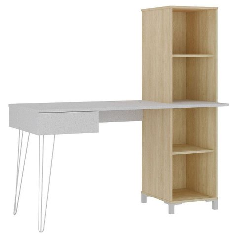 Mesa Escrivaninha Escritorio 1 Gaveta 4 Nichos 138 cm Terrazza Carvalho Artany