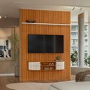 Ver imagem 1 de Painel Tv 65 Pol 179cm Ripado Valen e Bancada Suspensa Norezi Cinamomo/off White M20 - D'Rossi