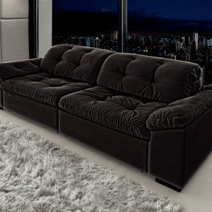 Sofá Retrátil e Reclinável 2 Lugares 220 Cm Pérola Veludo