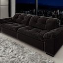 Ver imagem 1 de Sofá Retrátil e Reclinável 2 Lugares 220 Cm Pérola Veludo Preto