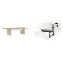 Ver imagem 2 de Mesa para Escritório e Reunião 2 Metros com 2 Gavetas em Tamburato Executiva Branco/Carvalho Artany