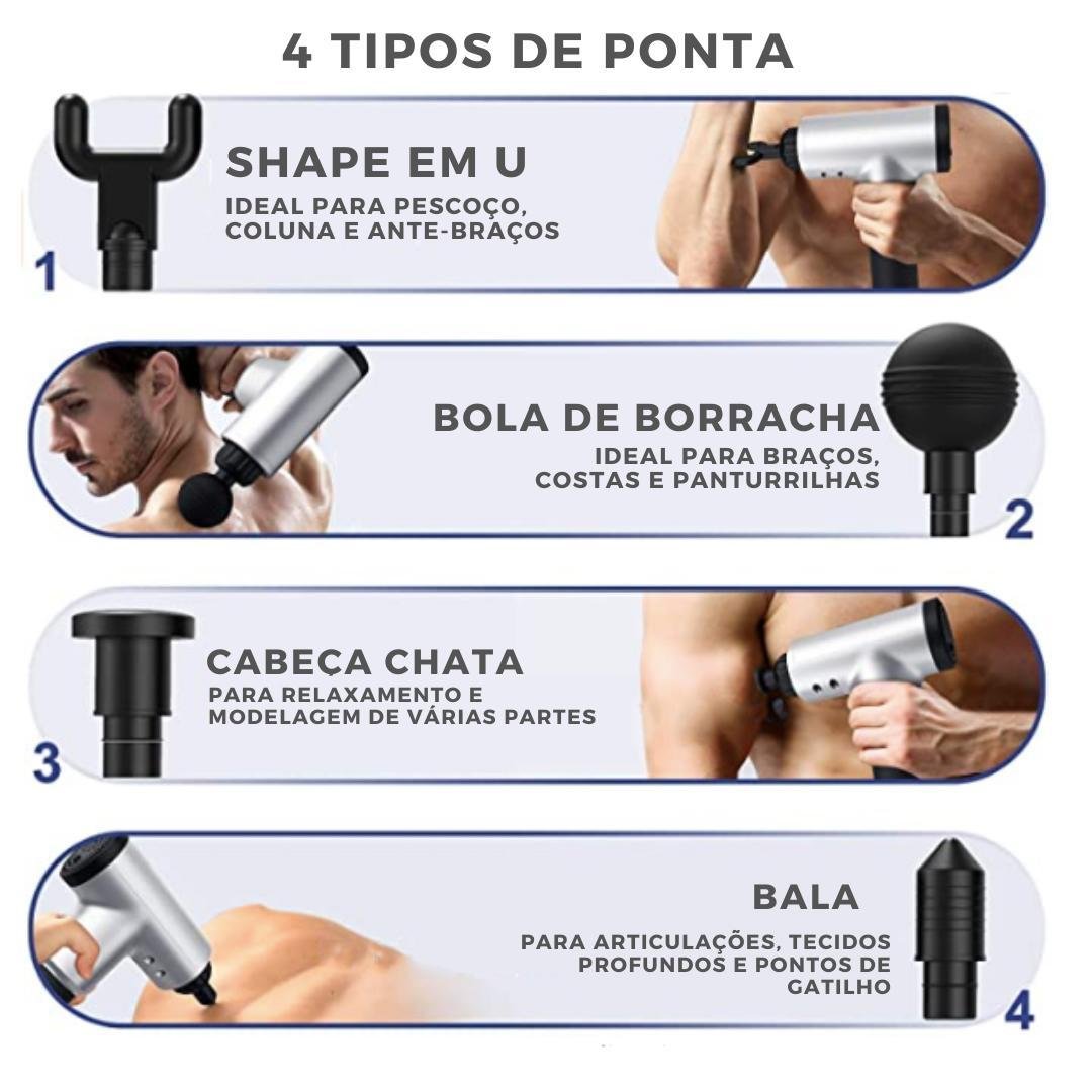 Pistola Massageadora Liberação Miofascial 3 Velocidades - 3