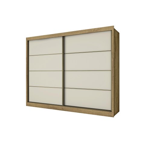 Guarda Roupa Casal 2 Portas 6 Gavetas Sevilha Amendoa Off White - Made Marcs