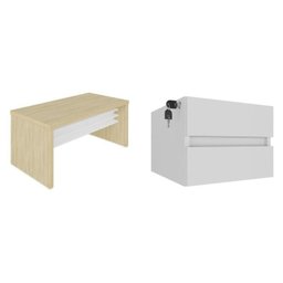 Mesa para Escritório Diretor em Tamburato com 2 Gavetas 1,6m Elegance - 2