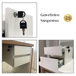 Mesa para Escritório Diretor em Tamburato com 2 Gavetas 1,6m Elegance - 15