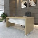 Ver imagem 3 de Escrivaninha Mesa Escritório Diretor em Tamburato com 2 Gavetas 1,6m Elegance