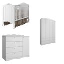 Ver imagem 2 de Quarto de Bebê 3 Peças com Berço e Cômoda 4 Gavetas e Guarda-Roupa 4 Portas 4 Gavetas Aquarela Espre Branco