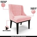 Ver imagem 4 de Kit 6 Cadeiras Decorativas Sala de Jantar Base Fixa de Madeira Firenze Suede Rosa Bebê/Preto G19 - G