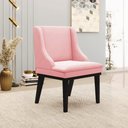Ver imagem 2 de Kit 6 Cadeiras Decorativas Sala de Jantar Base Fixa de Madeira Firenze Suede Rosa Bebê/Preto G19 - G