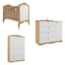 Ver imagem 2 de Quarto de Bebê 3 Peças com Berço e Cômoda 4 Gavetas e Guarda-Roupa 4 Portas 4 Gavetas Aquarela Espre Bege/Nature/Branco