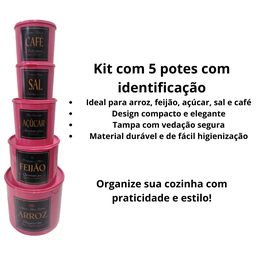 Porta Mantimentos Cozinha Pote de Mantimentos para Cozinha 5 Peças:rosa - 2