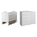 Ver imagem 2 de Quarto de Bebê 2 Peças com Berço Cômoda 4 Gavetas Espresso Móveis Branco