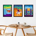 Ver imagem 1 de Kit 3 Quadros Decorativos Artes Goiás - Brasil 24x18cm:moldura Preta