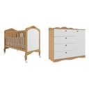 Ver imagem 2 de Quarto de Bebê 2 Peças com Berço Cômoda 4 Gavetas Espresso Móveis Bege/Nature/Branco