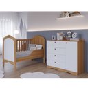 Ver imagem 1 de Quarto de Bebê 2 Peças com Berço Cômoda 4 Gavetas Espresso Móveis Bege/Nature/Branco