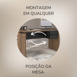 Mesa para Escritório Diretor em Tamburato com 2 Gavetas 1,6m Elegance - 16