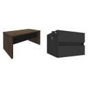 Ver imagem 2 de Escrivaninha Mesa Escritório Diretor em Tamburato com Elegance 2 Gavetas 158,5cm Charuto e Preto Marrom Artany