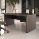 Ver imagem 1 de Escrivaninha Mesa Escritório Diretor em Tamburato com Elegance 2 Gavetas 158,5cm Charuto e Preto Marrom Artany